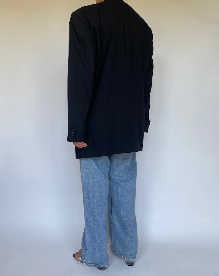 VINTAGE OVERSIZED BLACK WOOL BLAZER 3447