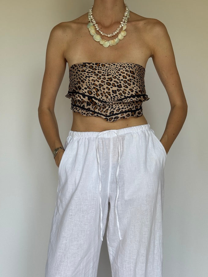 Vintage scarf top in animal print 6294