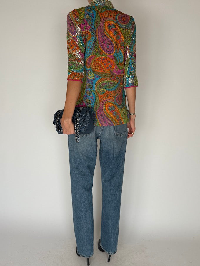 Vintage Sequin Paisley Top 6330