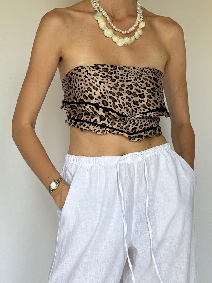 Vintage scarf top in animal print 6294