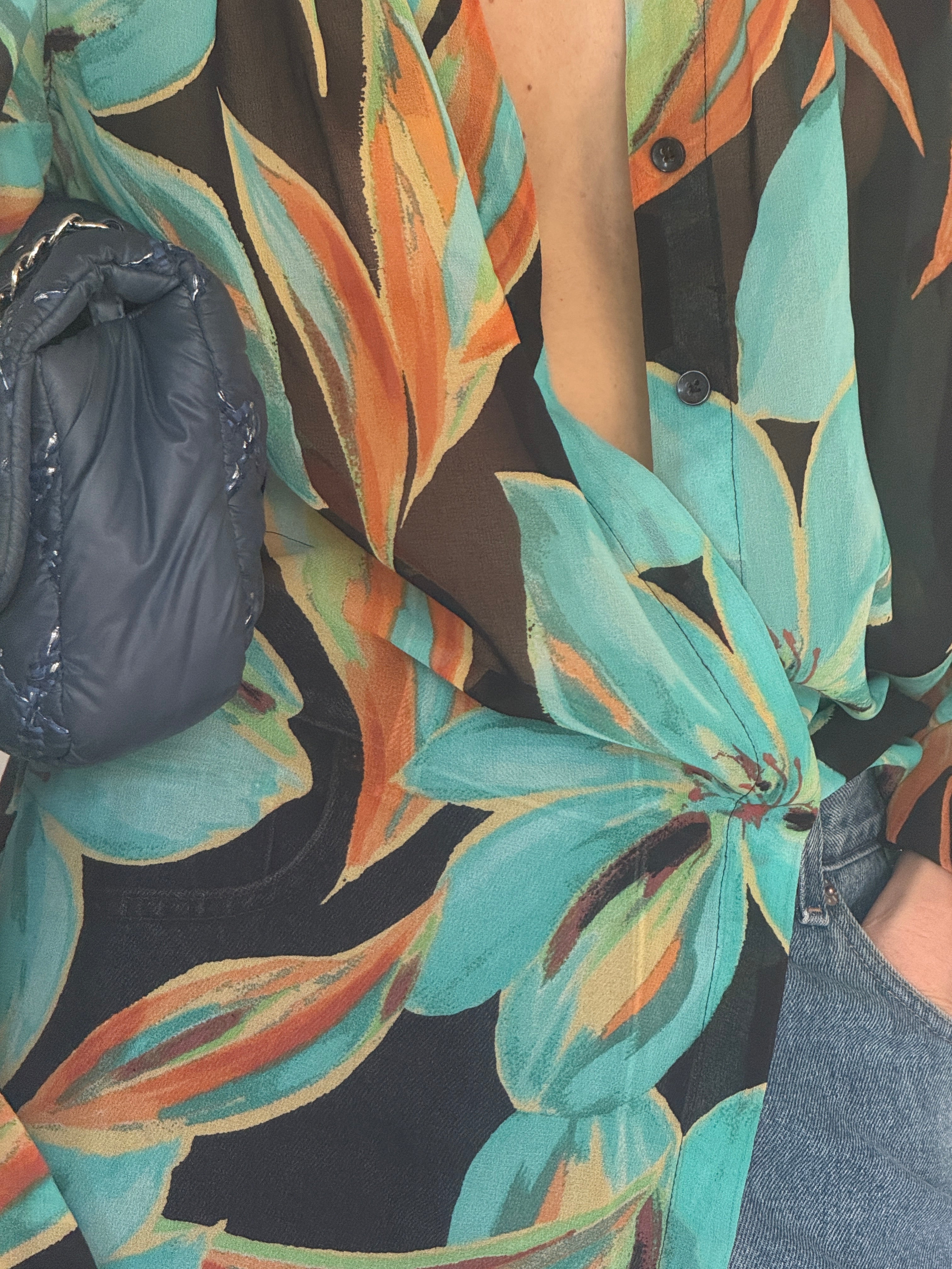 Vintage floral blouse button front detail