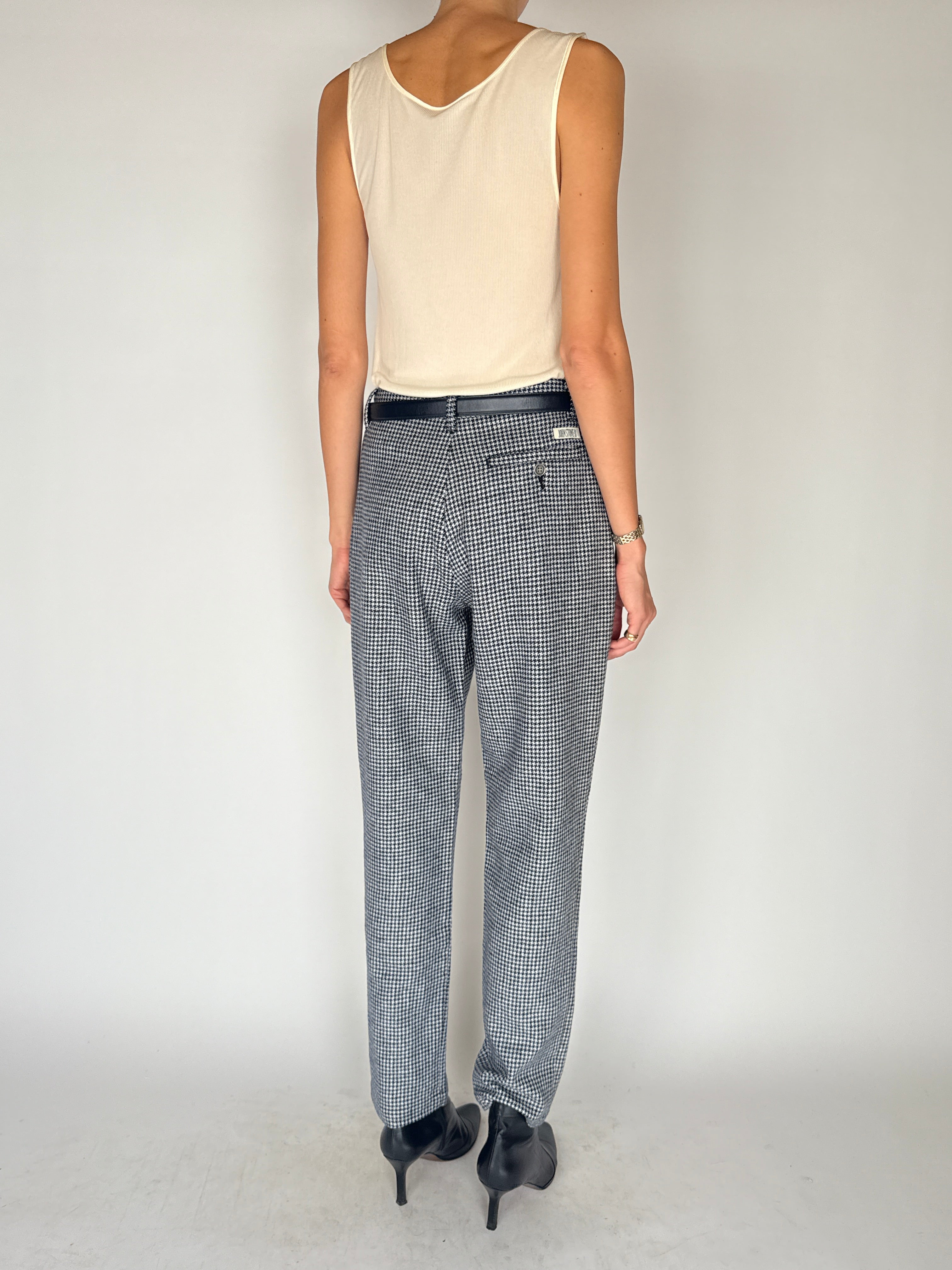 Vintage Houndstooth Trousers in Navy, Black & White