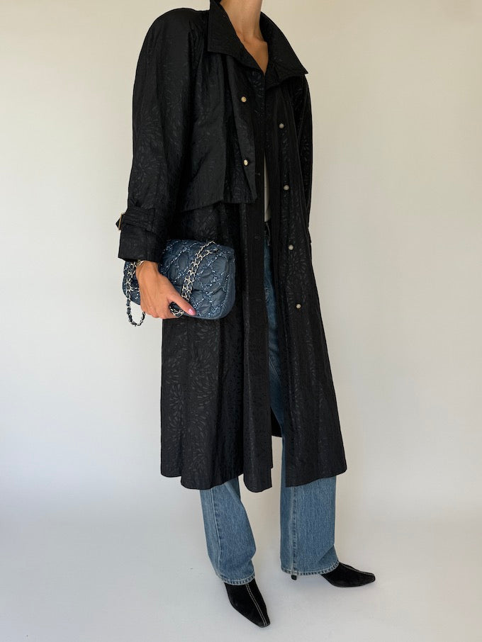 Vintage Black Lightweight Trench Coat 4164