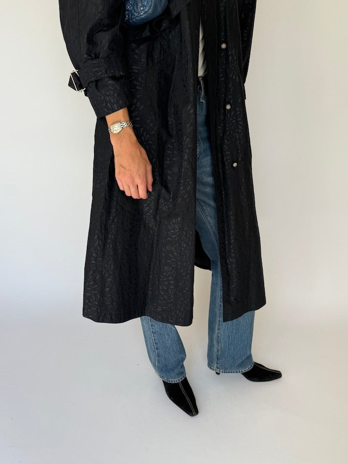 Vintage Black Lightweight Trench Coat 4164