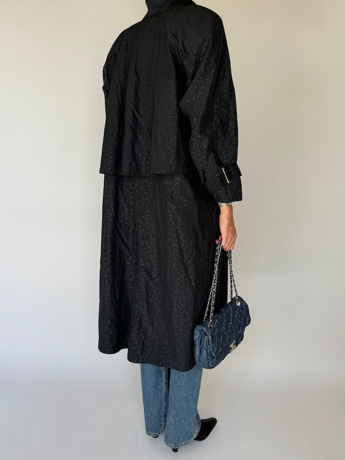 Vintage Black Lightweight Trench Coat 4164