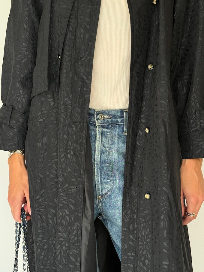 Vintage Black Lightweight Trench Coat 4164