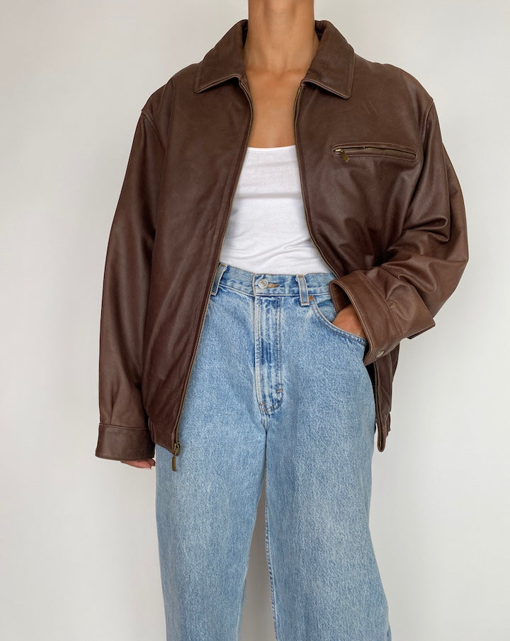 VINTAGE BROWN LEATHER JACKET 2931
