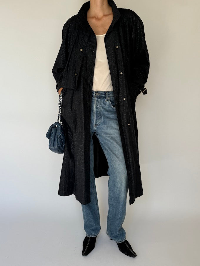 Vintage Black Lightweight Trench Coat 4164