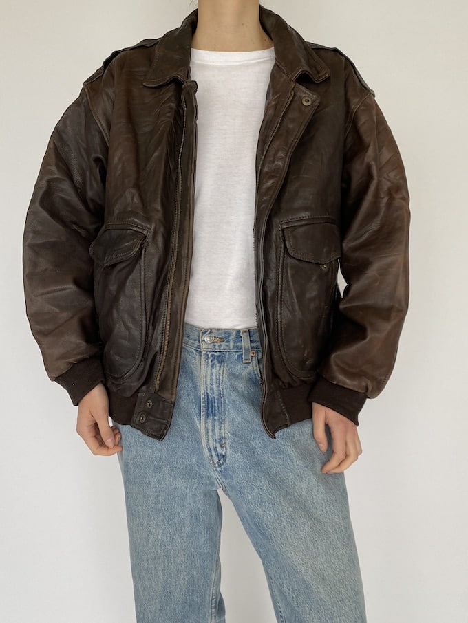 Vintage Dark Brown Leather Jacket 5370