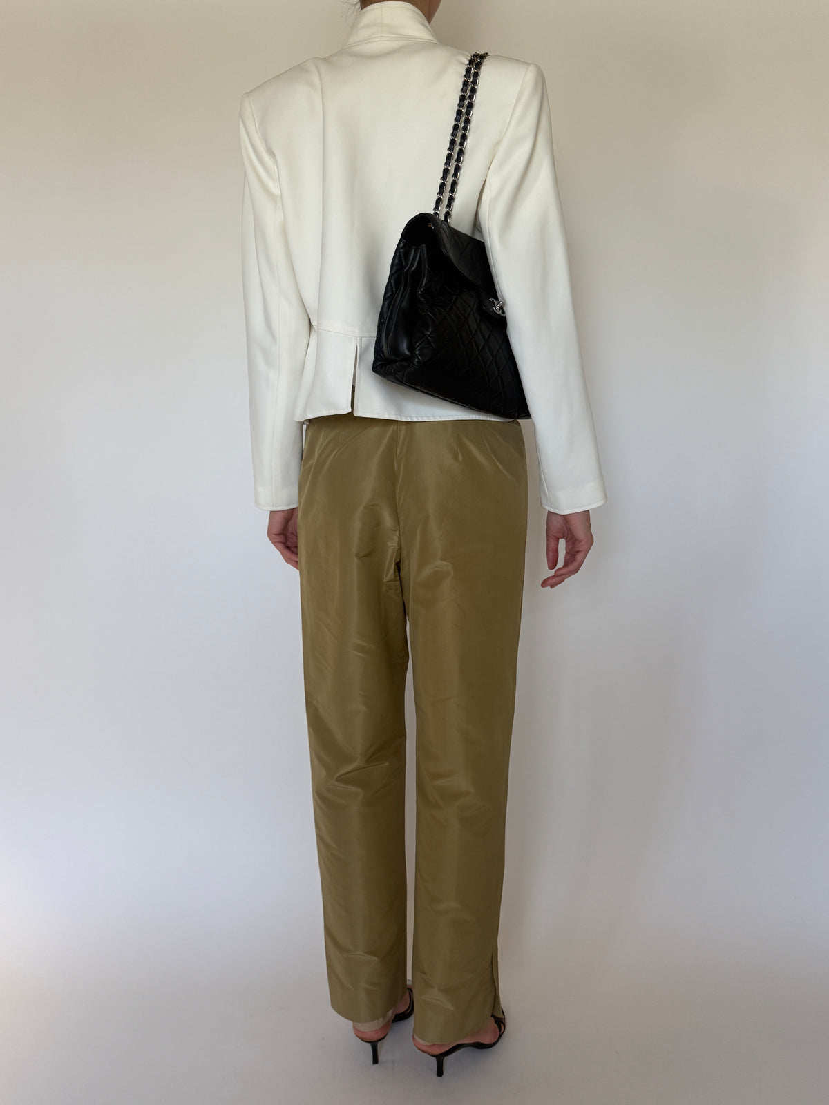 Vintage ivory buckle jacket back view