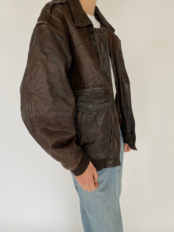 Vintage Dark Brown Leather Jacket 5370