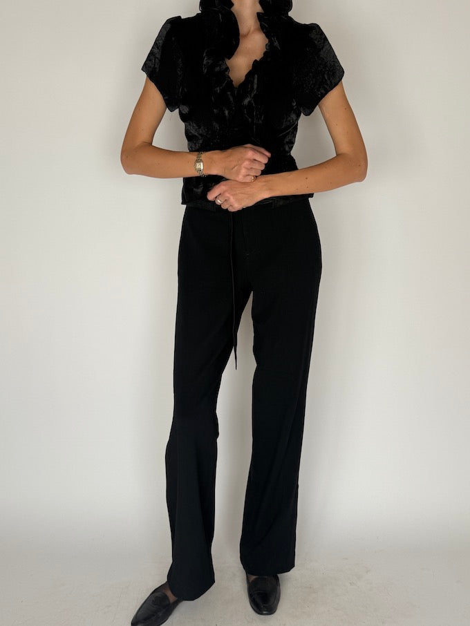 Vintage Ruffled Satin Blouse 6538