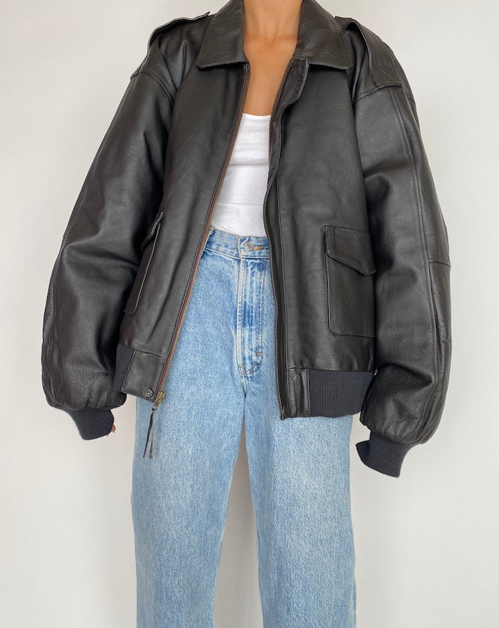 VINTAGE OVERSIZED LEATHER JACKET 2933