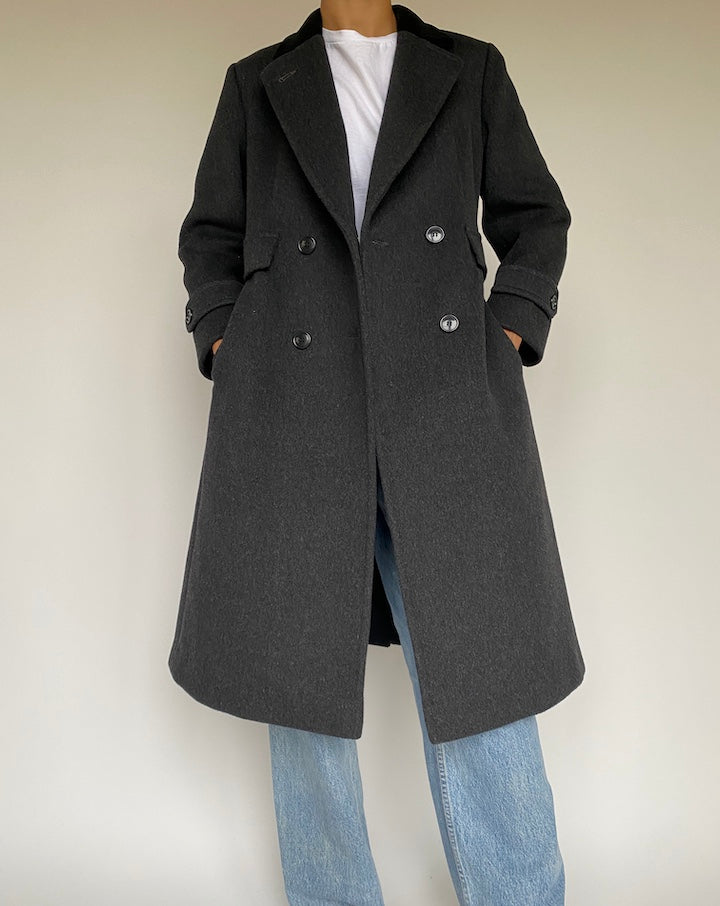 VINTAGE GREY WOOL AND CASHMERE COAT 1018