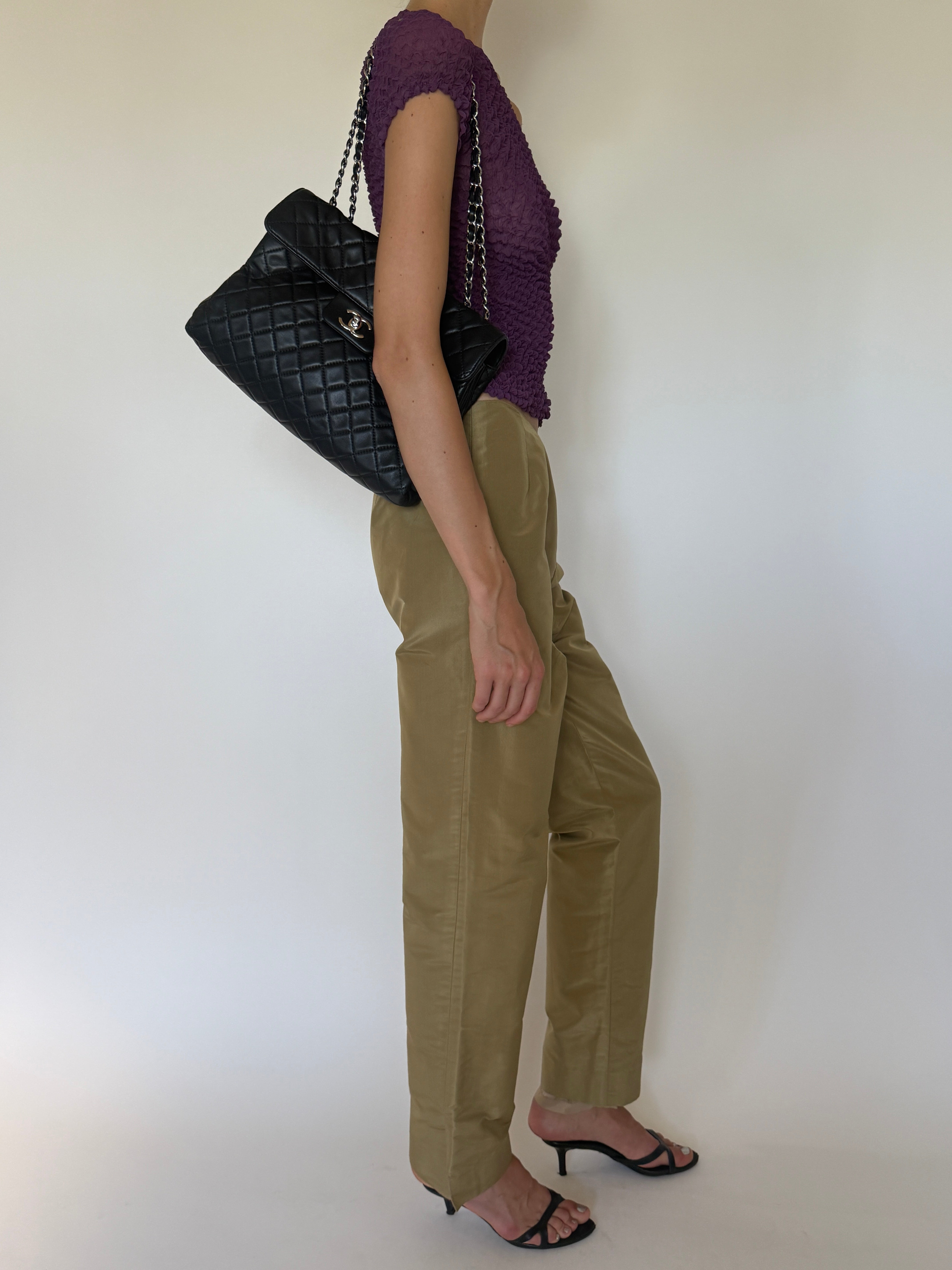 Vintage purple textured stretch top side view