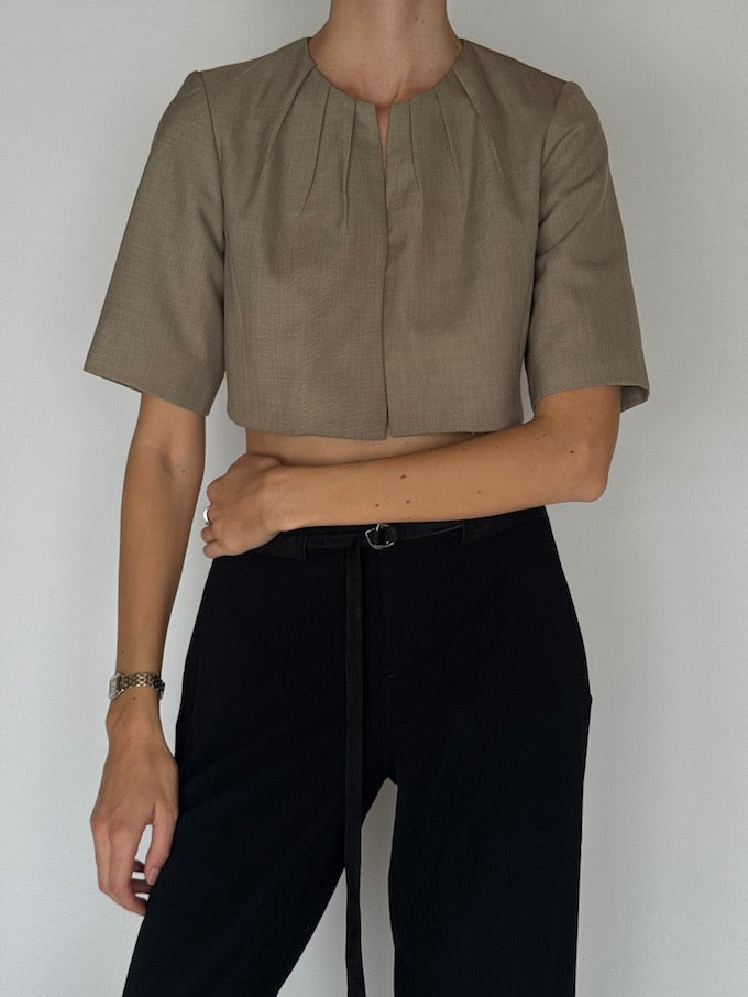 Vintage Calvin Klein Taupe Cropped Blazer Top