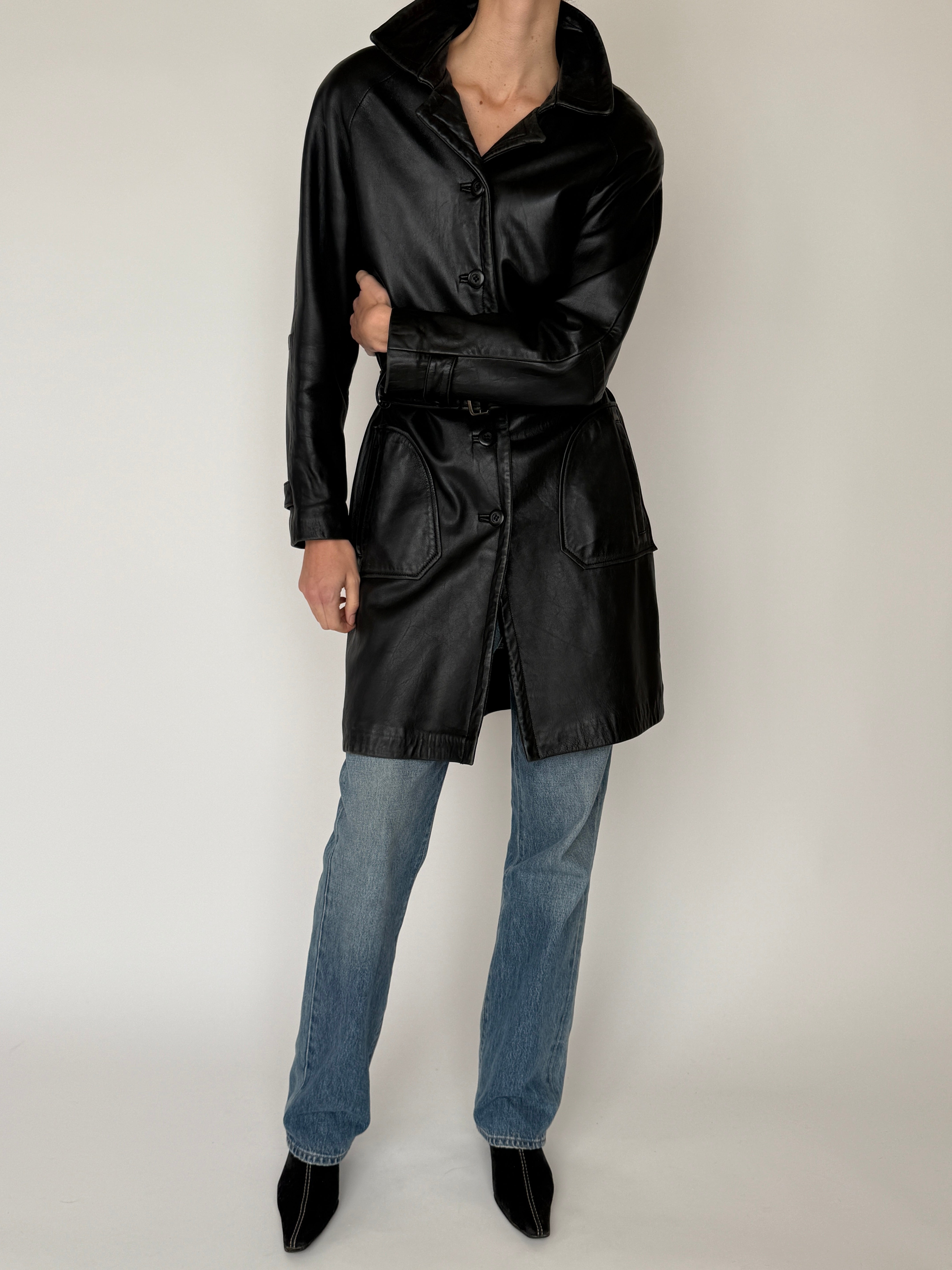 vintage leather trench