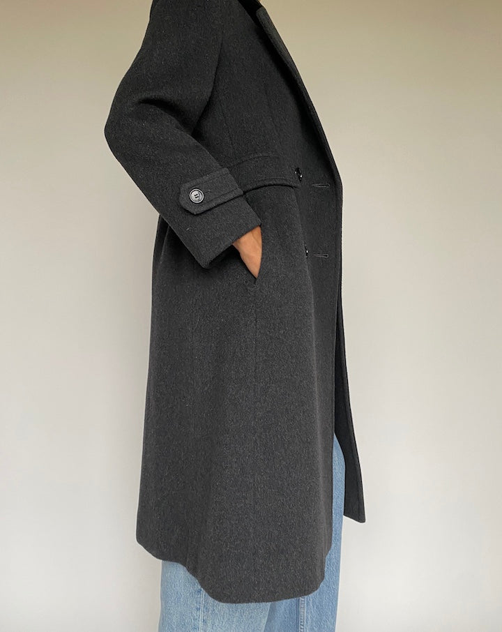 VINTAGE GREY WOOL AND CASHMERE COAT 1018