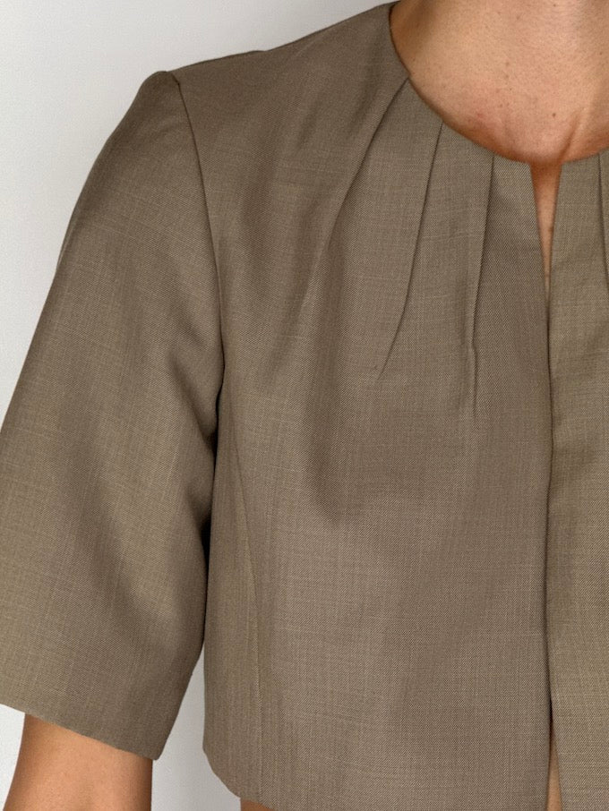 Vintage Calvin Klein Taupe Cropped Blazer Top