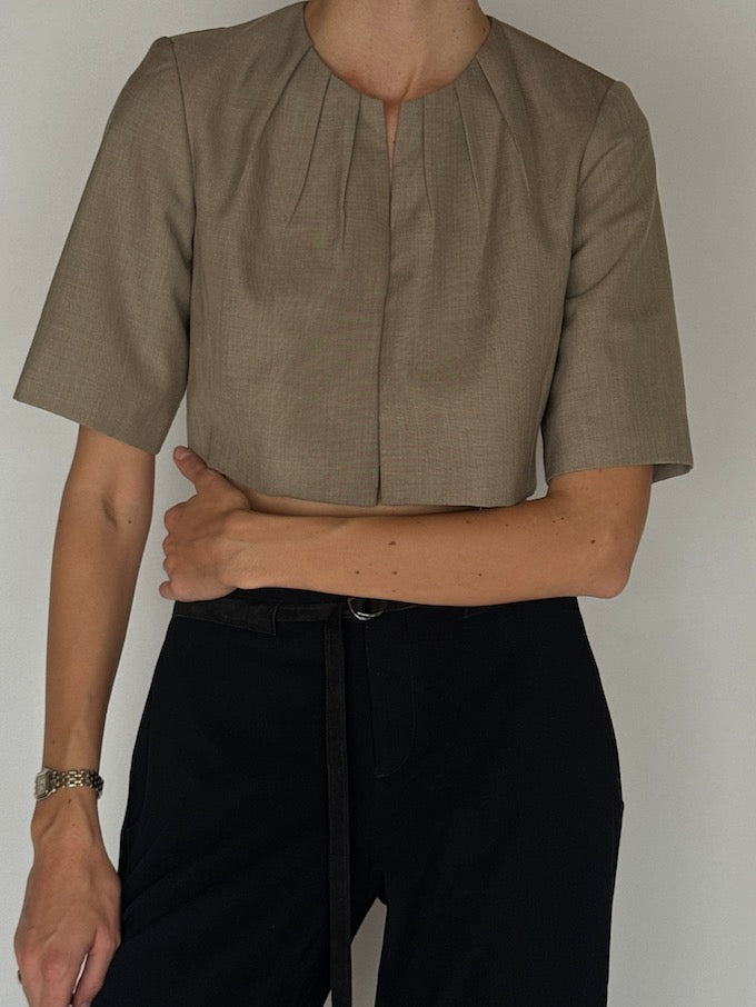 Vintage Calvin Klein Taupe Cropped Blazer Top