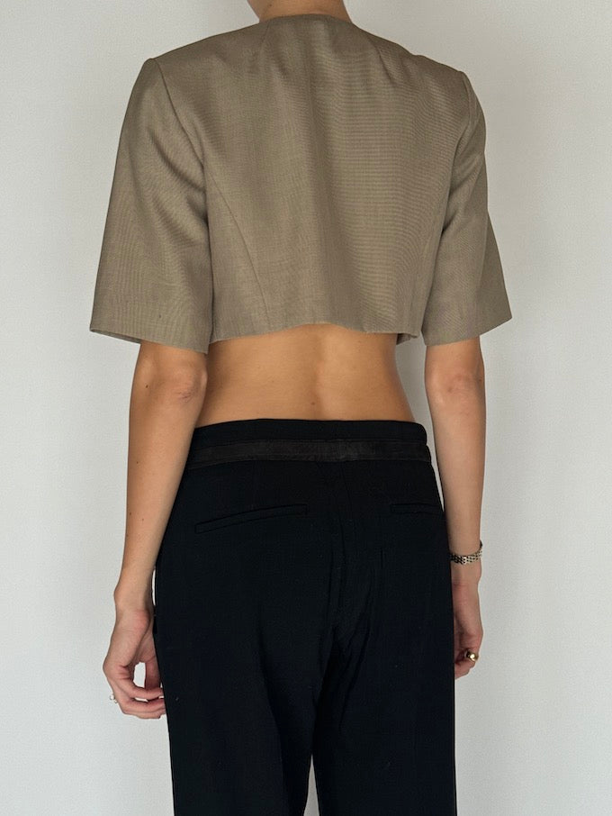 Vintage Calvin Klein Taupe Cropped Blazer Top