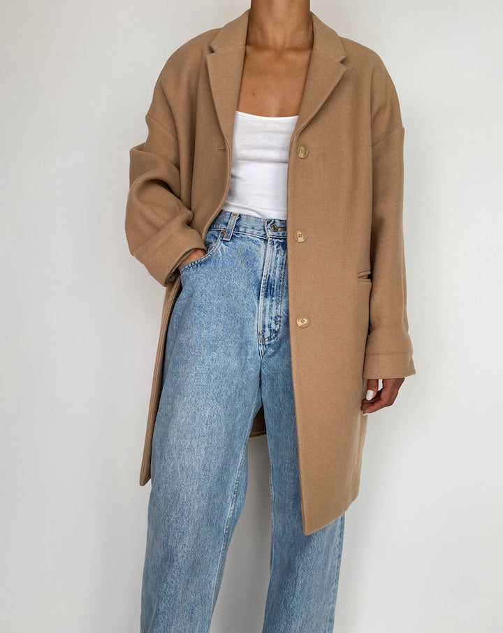 VINTAGE BEIGE WOOL BLENDED COAT 2939