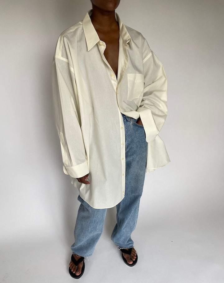 VINTAGE OVERSIZED CREAM LONG-SLEEVE SHIRT 3868