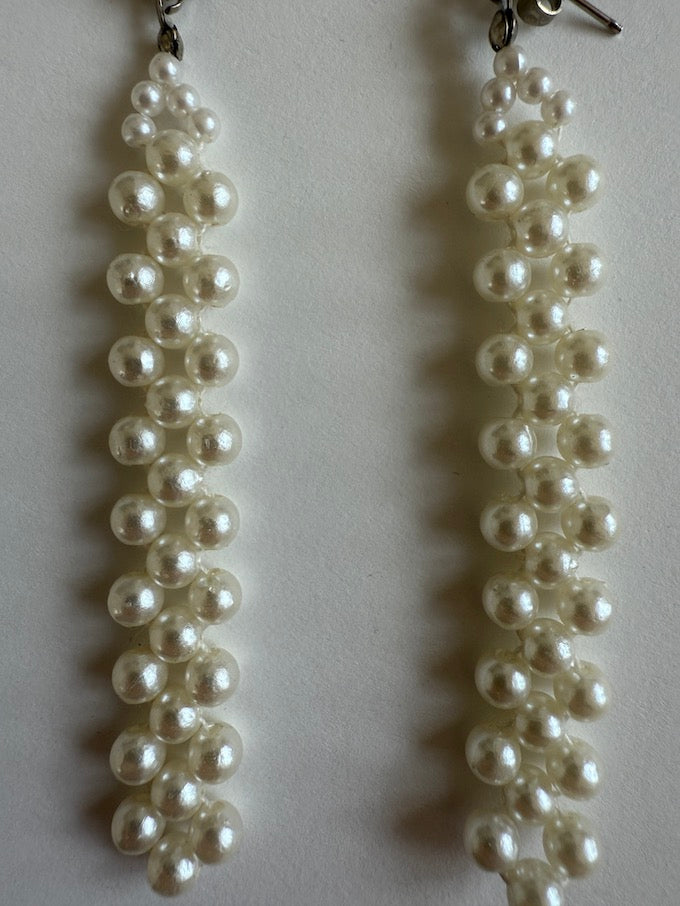 Vintage Long Pearl Dangle Earrings