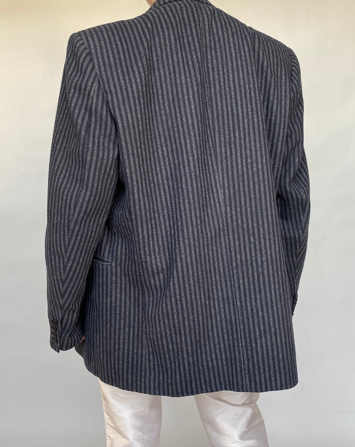 VINTAGE STRIPED DOUBLE BREASTED BLAZER 407