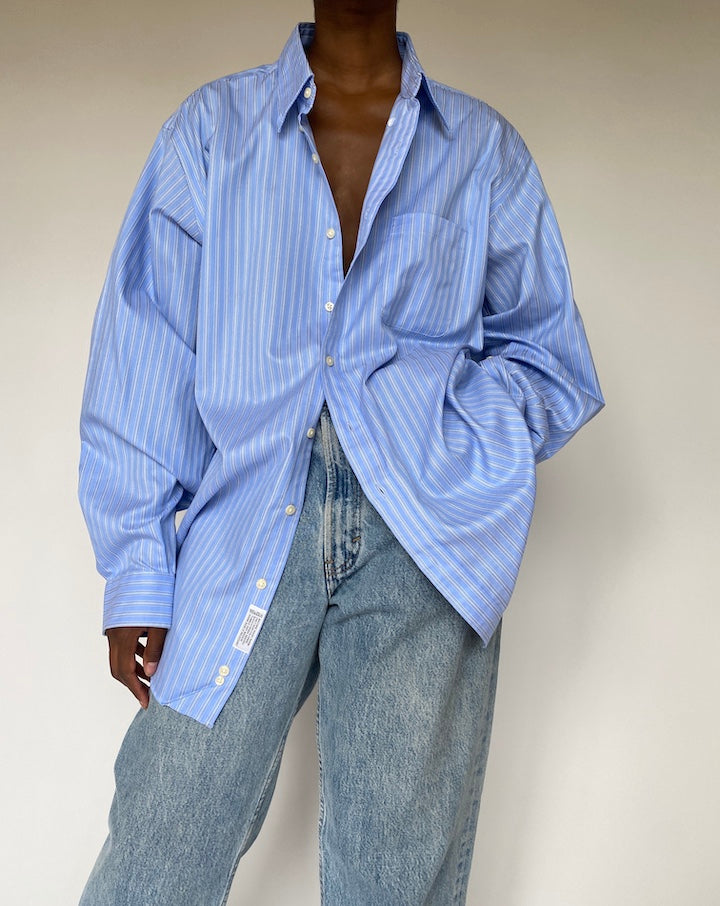 VINTAGE OVERSIZED BLUE STRIPED SHIRT 3873