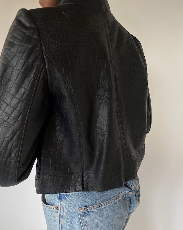 BLACK CROC LEATHER JACKET 4380