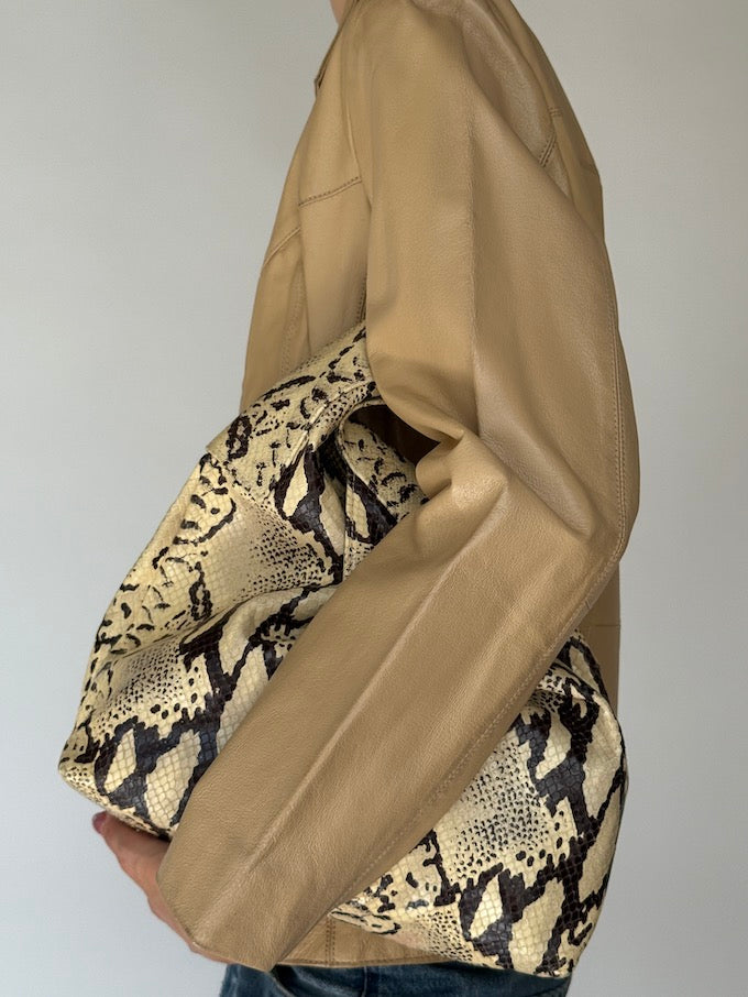 Vintage Beige Leather Jacket 5086