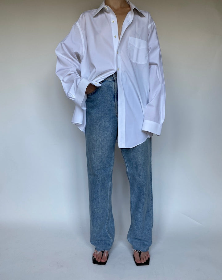 VINTAGE OVERSIZED WHITE BUTTON DOWN SHIRT 3459