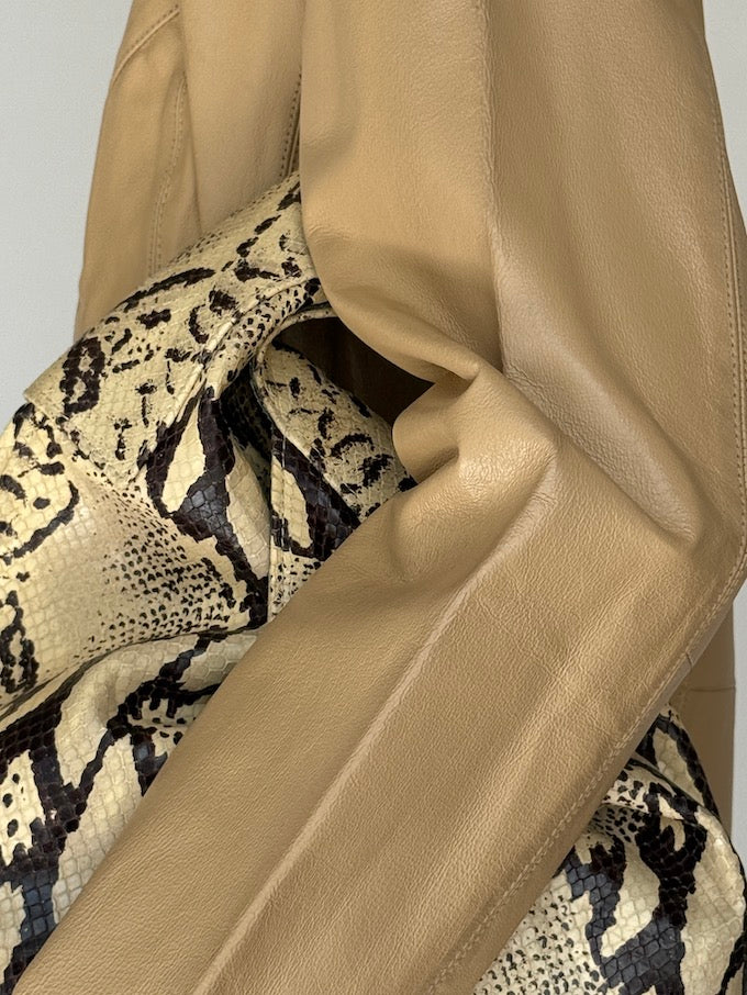 Vintage Beige Leather Jacket 5086
