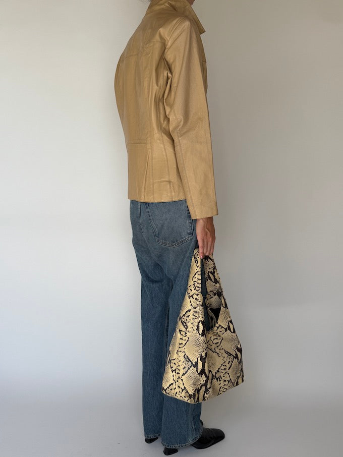 Vintage Beige Leather Jacket 5086