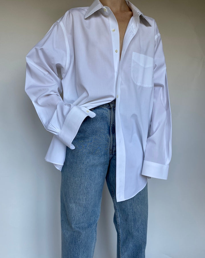 VINTAGE OVERSIZED WHITE BUTTON DOWN SHIRT 3459