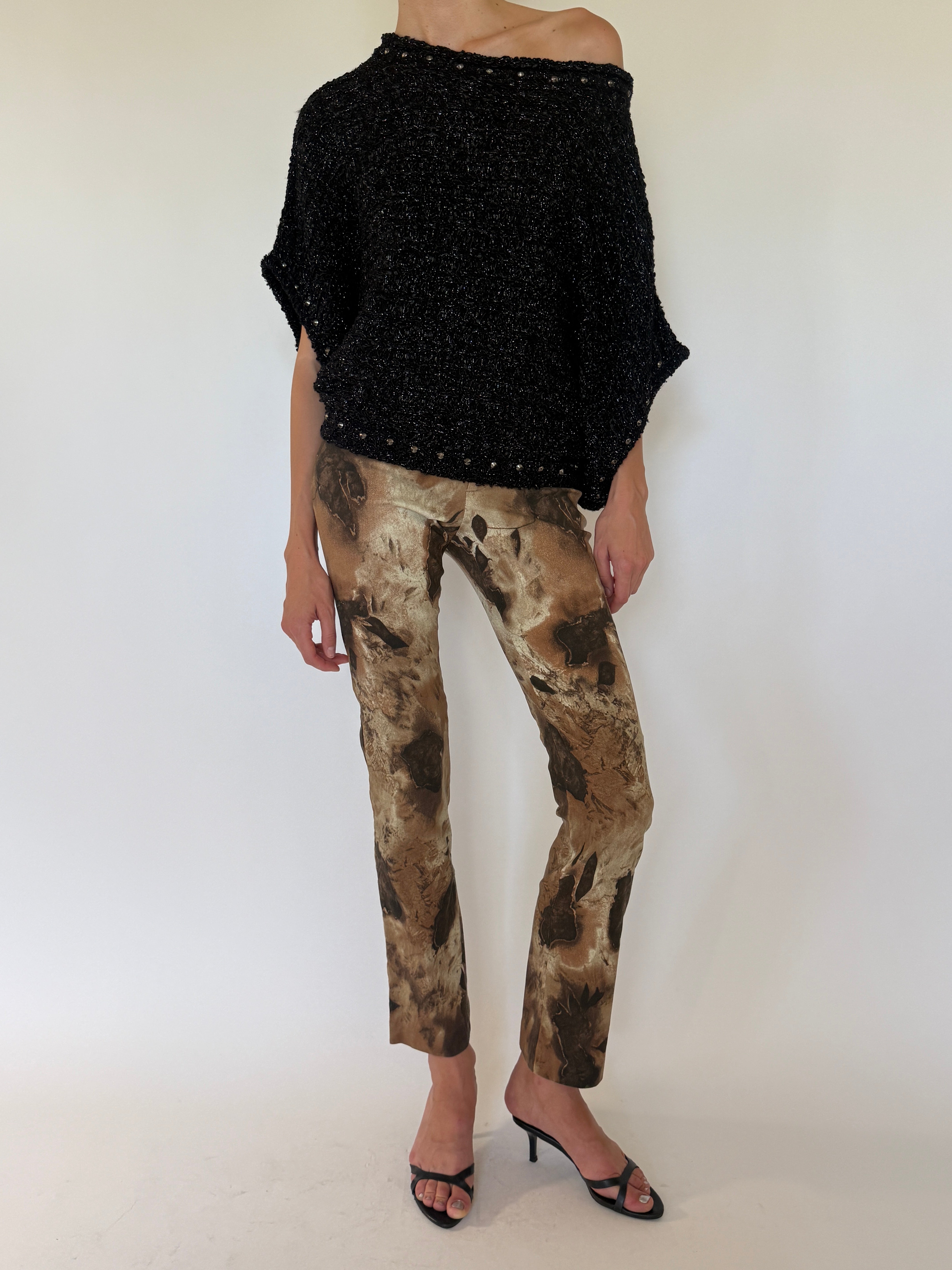 Vintage black metallic knit top front view