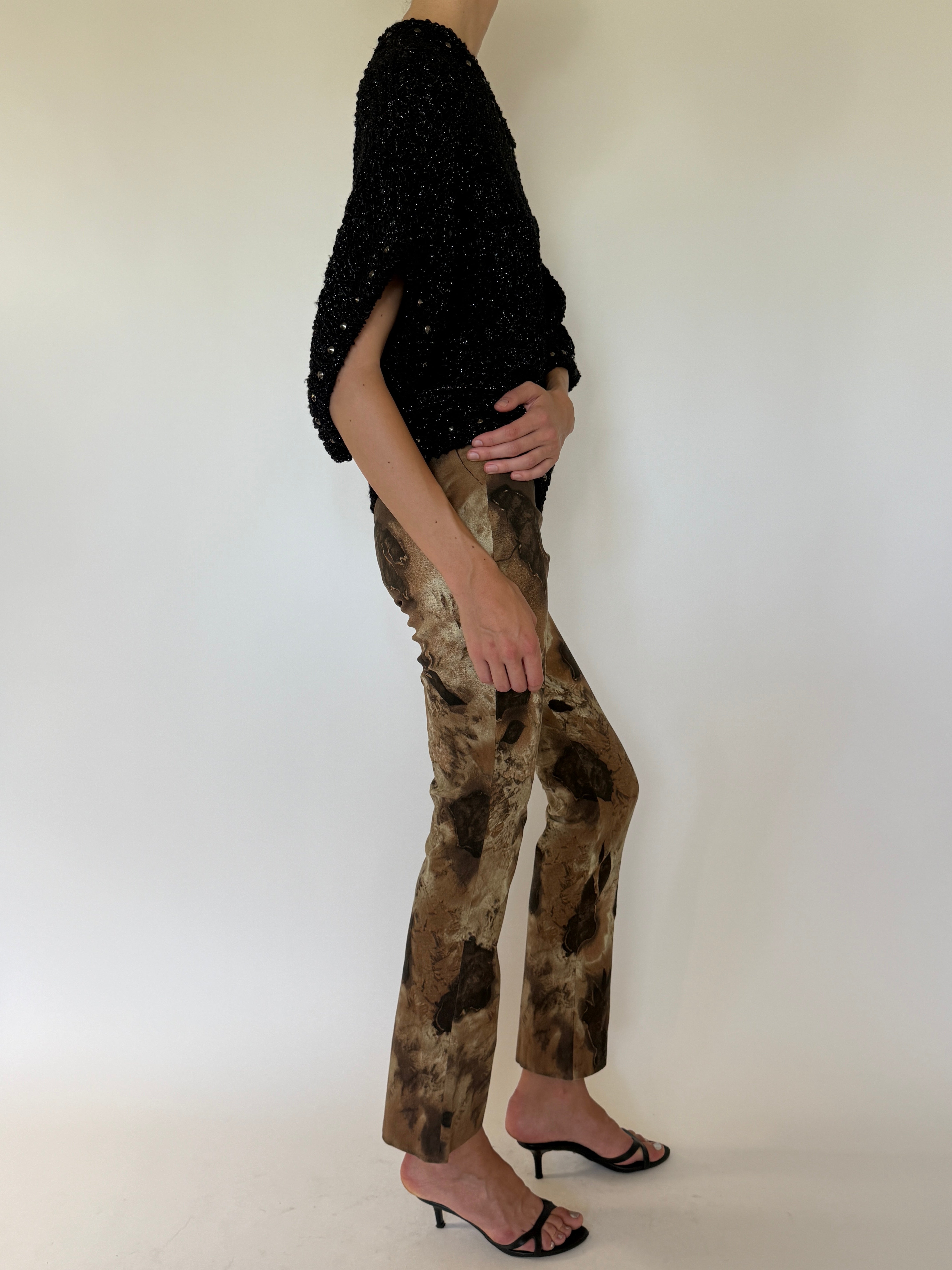 Vintage black metallic knit top side view