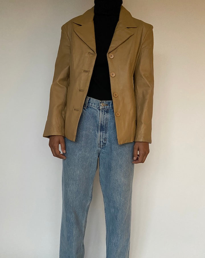 VINTAGE BEIGE LEATHER JACKET 1586