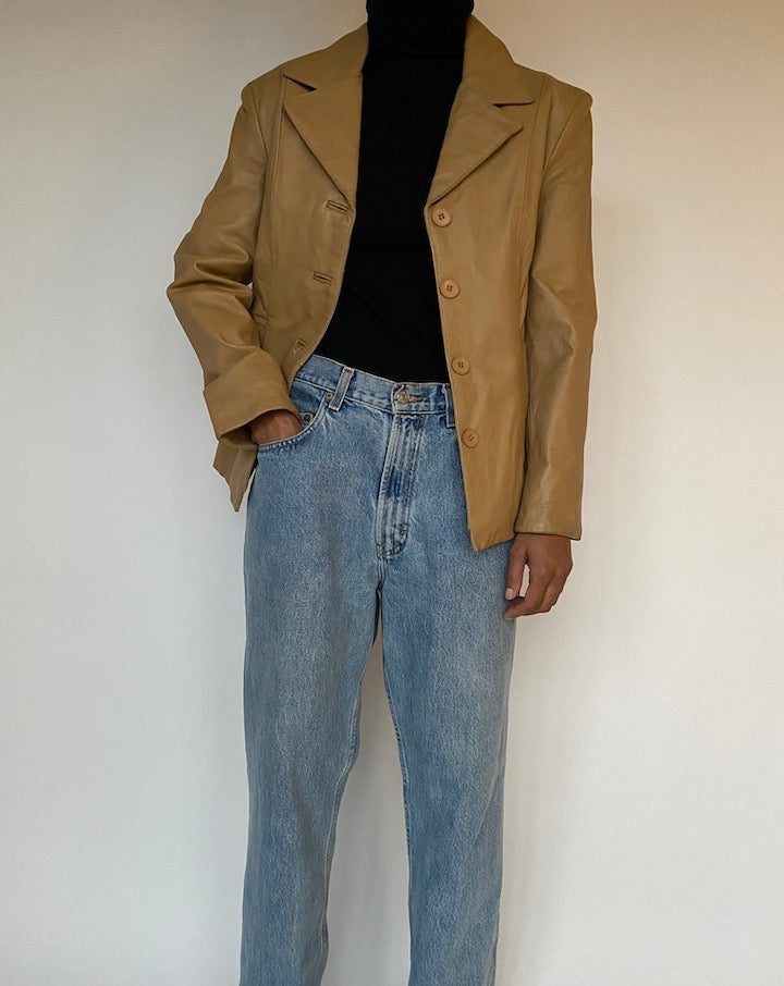 VINTAGE BEIGE LEATHER JACKET 1586