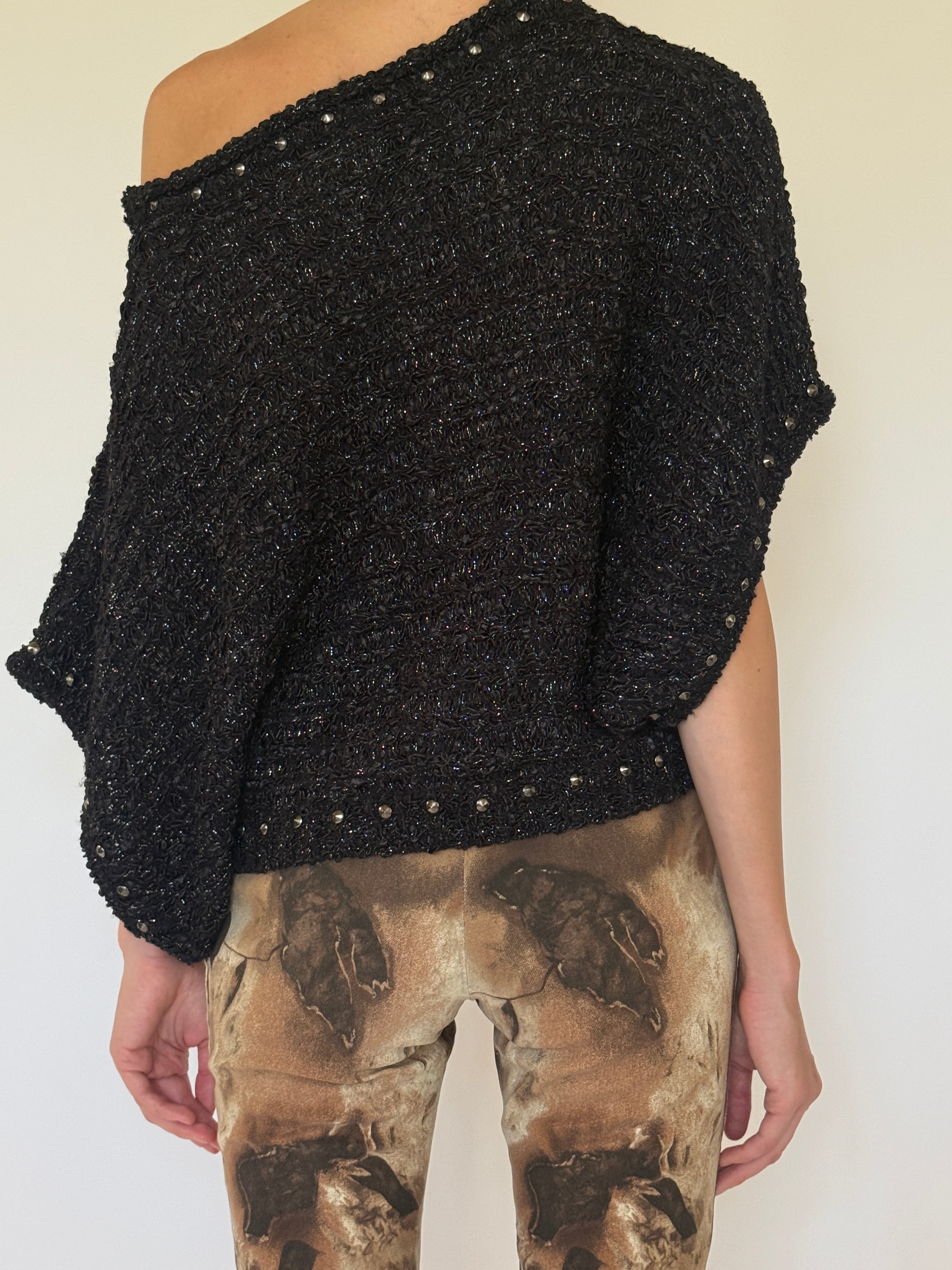Vintage black metallic knit top back view