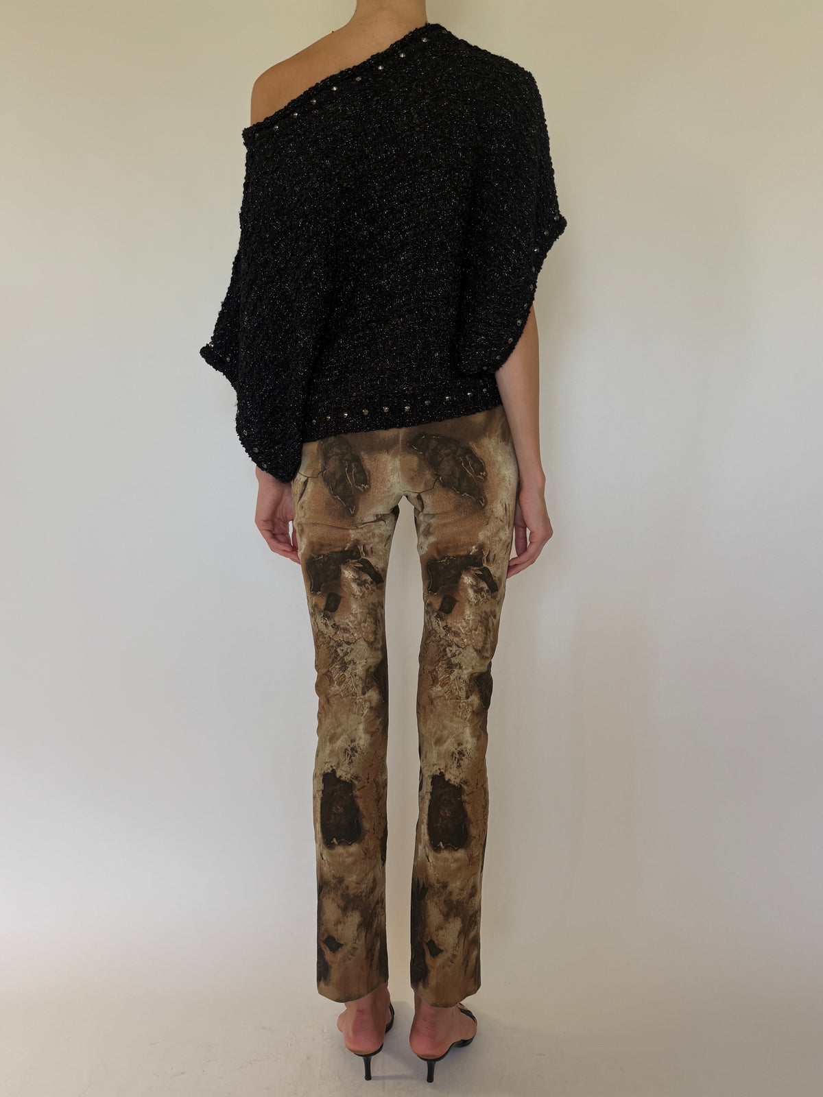Vintage black metallic knit top back view