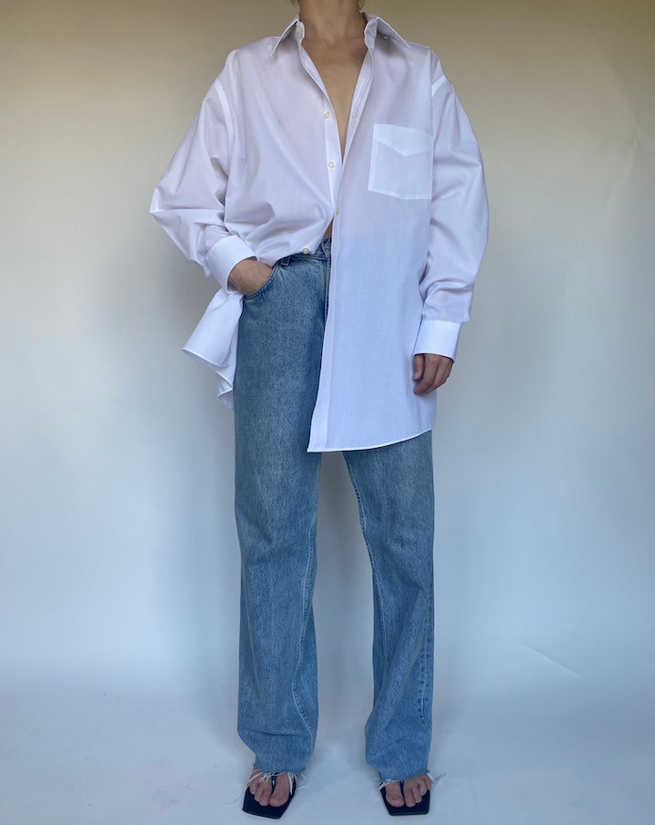 VINTAGE OVERSIZED WHITE BUTTON DOWN SHIRT 3462
