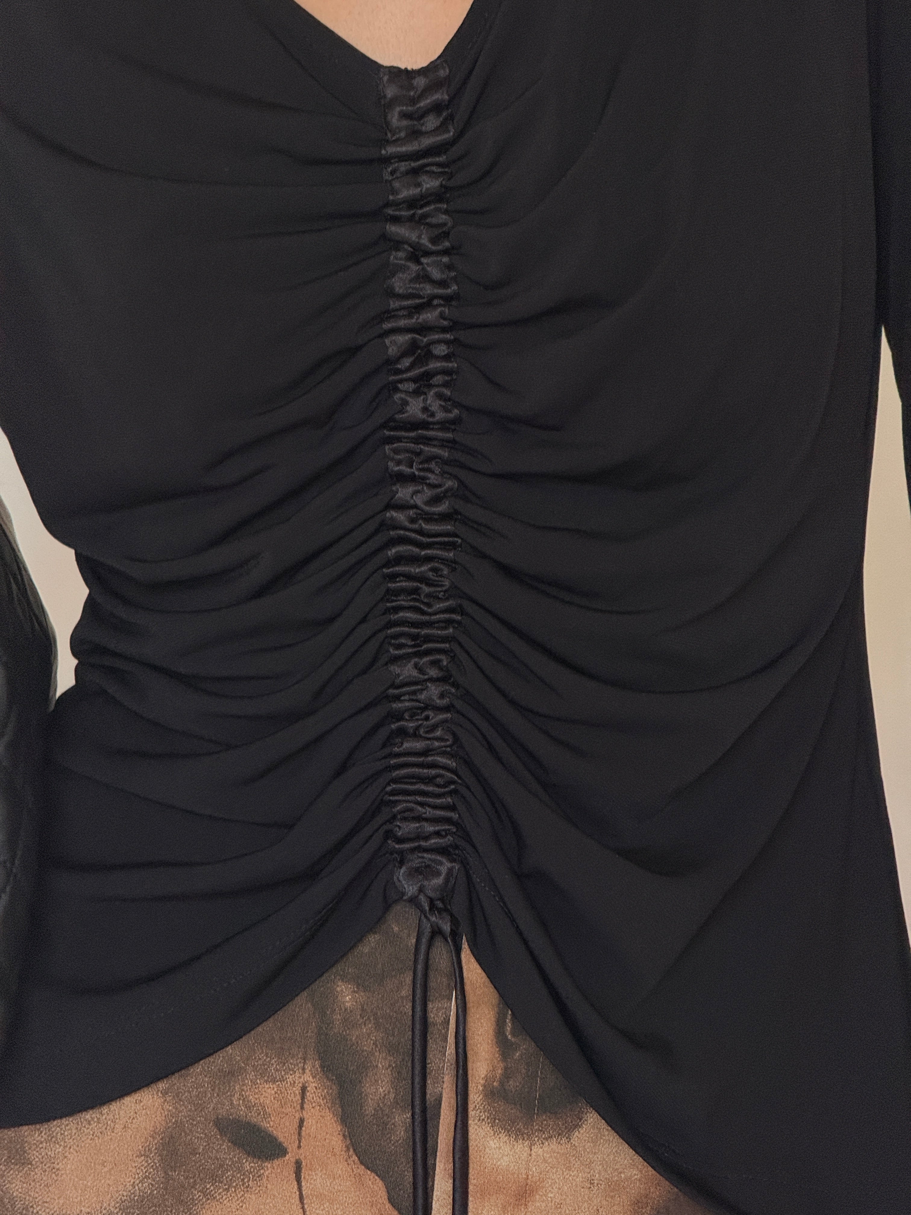 Vintage black top fabric close-up