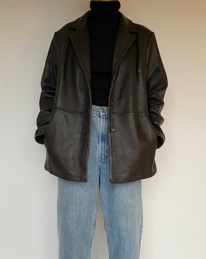 VINTAGE DARK BROWN LEATHER JACKET 1588