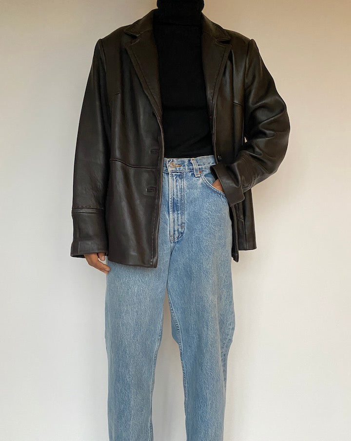 VINTAGE DARK BROWN LEATHER JACKET 1588