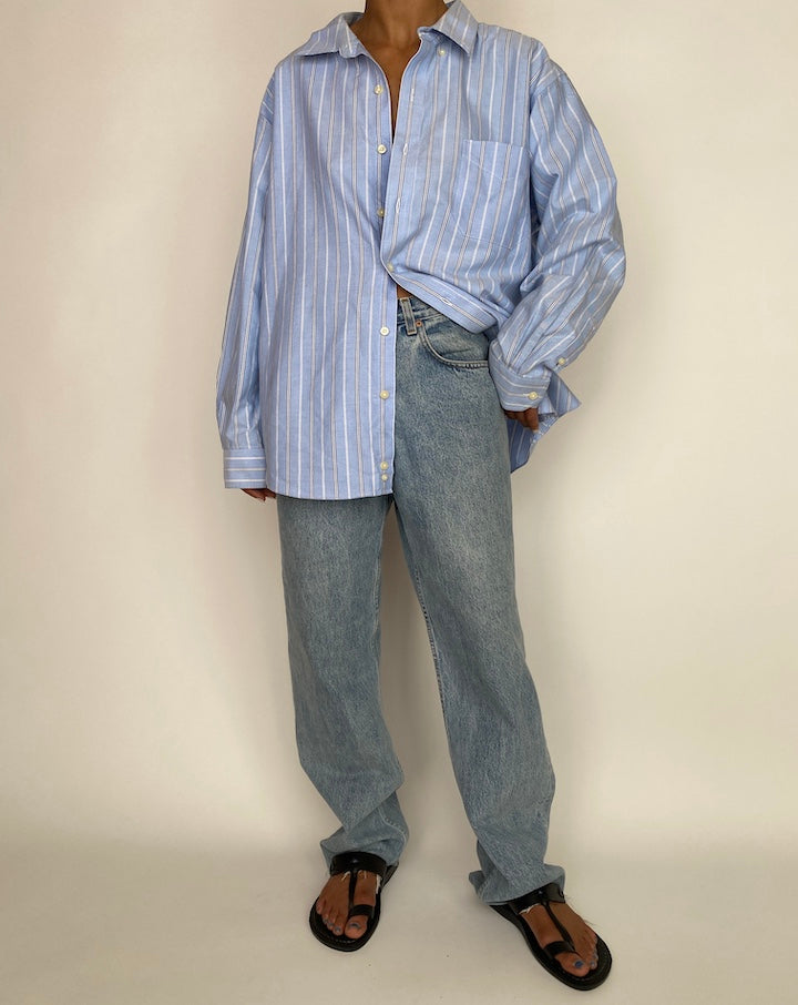 VINTAGE BLUE STRIPED BUTTON DOWN SHIRT 2951