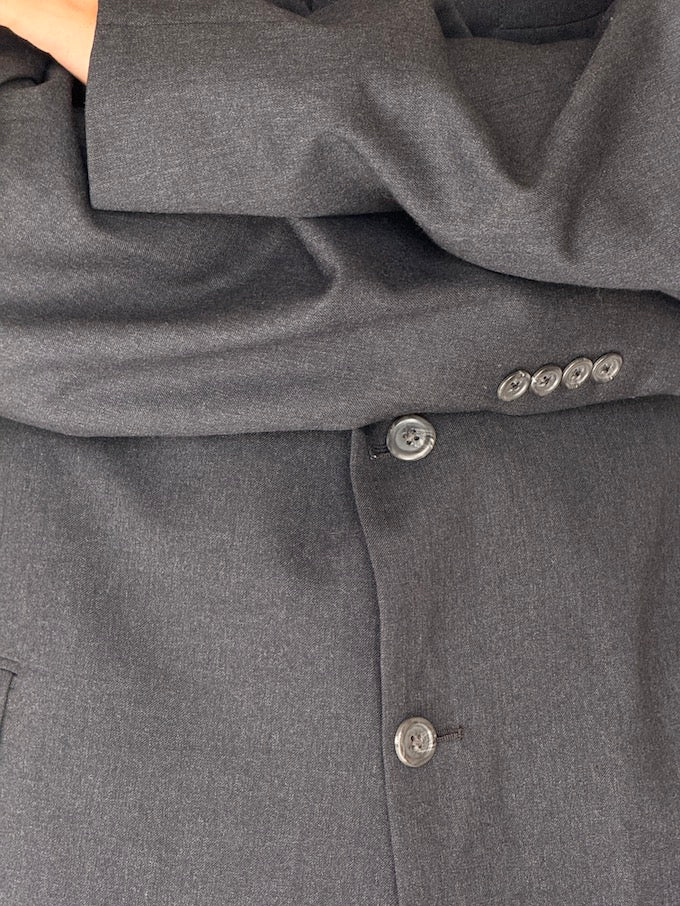 Vintage Oversized Wool-Cashmere Blazer In Dark Grey 5705