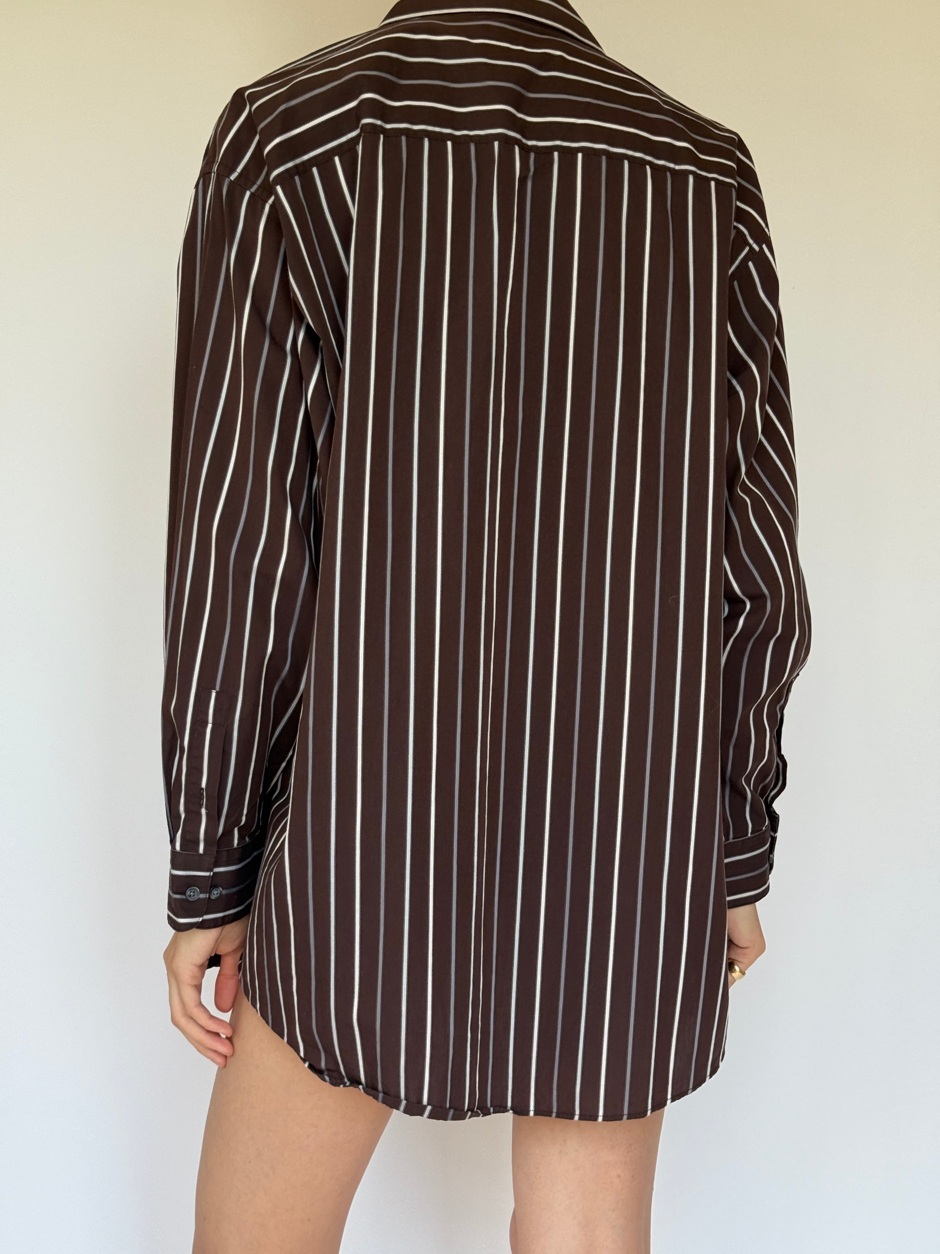 Vintage striped oversized shirt brown 6316