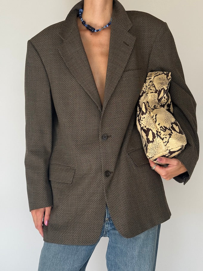 Vintage Textured Single Breasted Blazer 5820